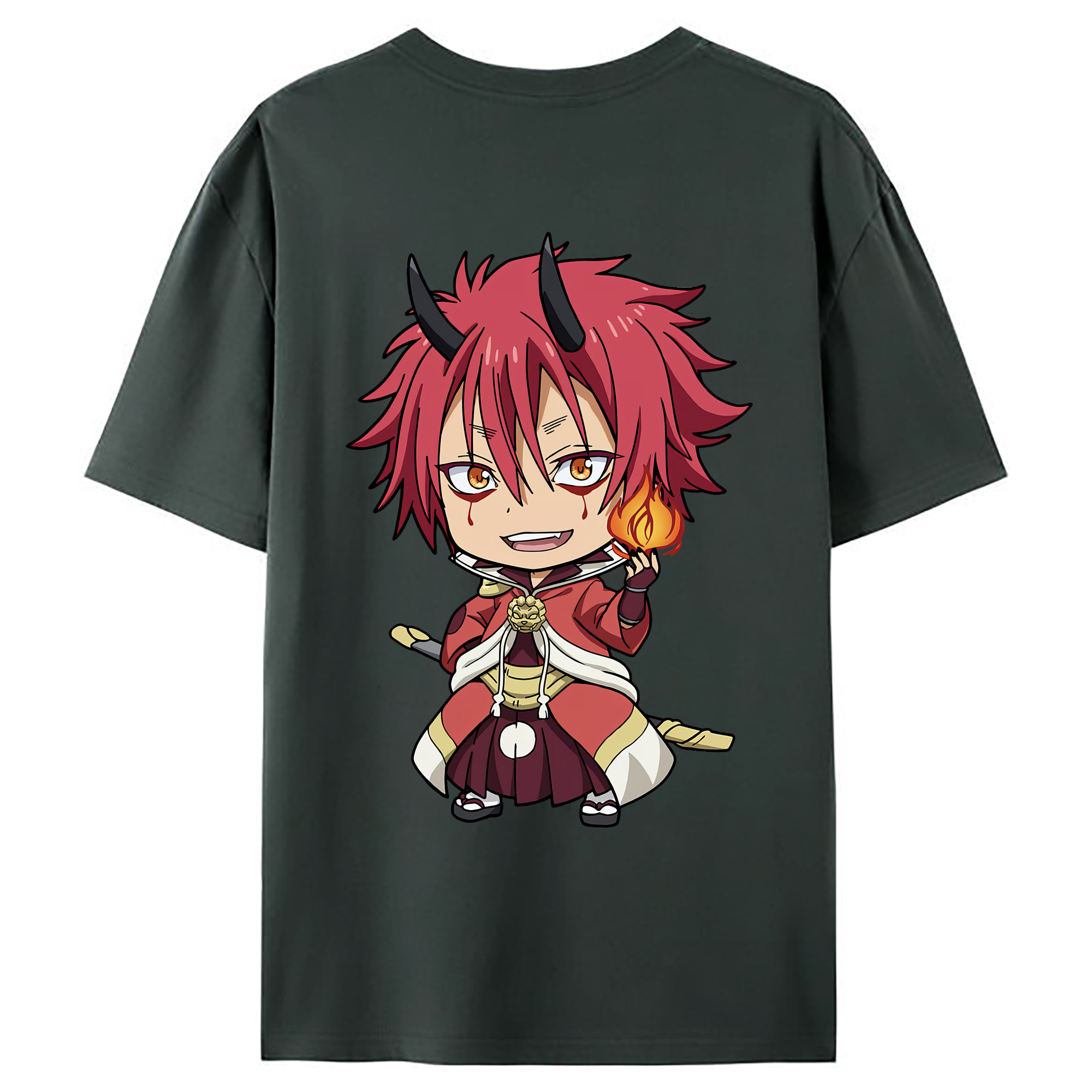 （画像用） 転スラ Regarding Reincarnated to Slime 綿100％ メンズ半袖Tシャツ（バックプリント） 通気性